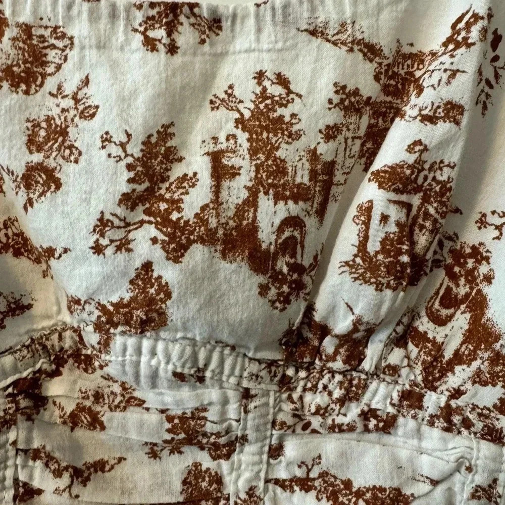 Forever 21 Toile Print Corset Bustier Crop Top Brown Cottagecore Size S - Picture 7 of 7
